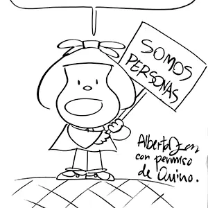 Debuxo de Mafalda por Alberto Díaz