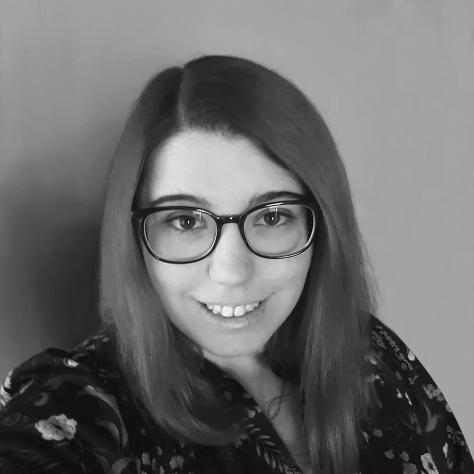Retrato en branco e negro de Maria Brenn