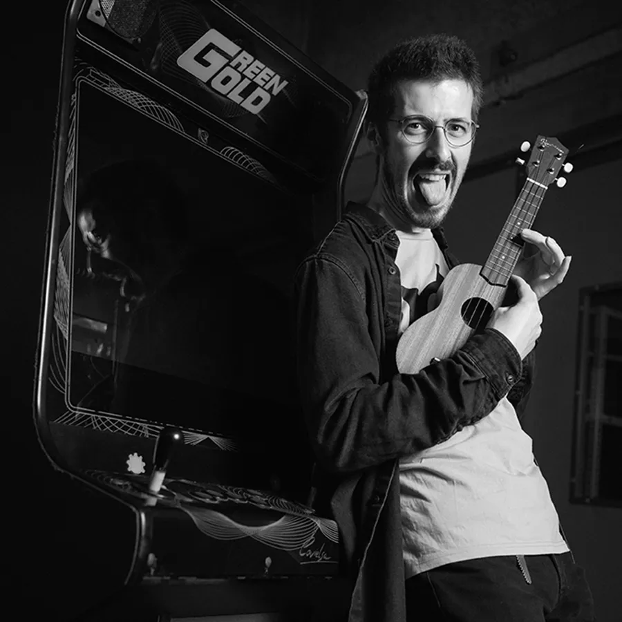 Retrato en branco e negro de Diego Burdio