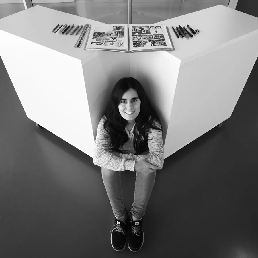 Retrato en branco e negro de Inés Vázquez