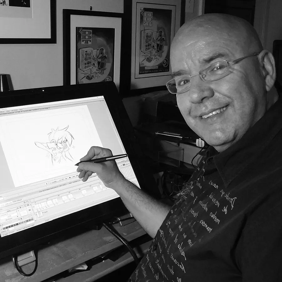 Retrato en branco e negro de Raul García