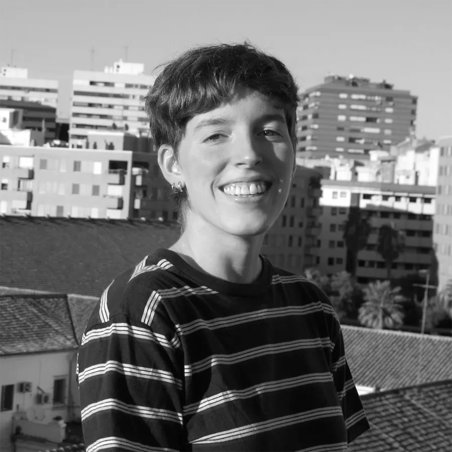 Retrato en branco e negro de Xulia Vicente